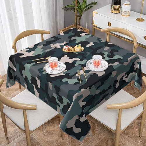 VBNTY Tischdecke, abstrakte Camouflage, quadratisch, wasserdicht, knitterfrei, waschbar, 140 cm, Küchentischdecken, Picknick, Esstischdecken für drinnen und draußen, Party, Urlaub von VBNTY