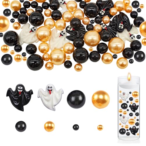 VBNZBK 6080 Stück Halloween-Vasenfüller, Kunstperlen für Vasenfüller, Acrylic Table Decor, Perlen Deko, Perlmutt Perlen, Künstliche Perlen, Perlen Ohne Loch für Halloween Partydekoration(A) von VBNZBK