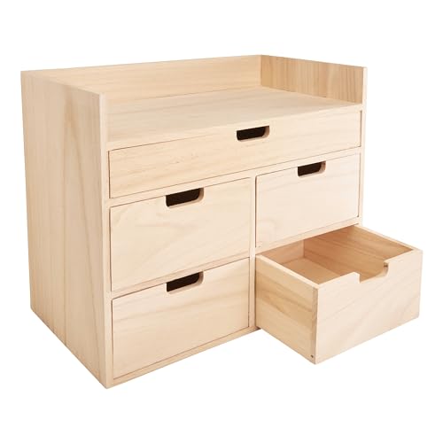 VBS Schreibtisch-Organizer Schubladenbox 35x28x19,5cm Holz Tischorganizer von VBS
