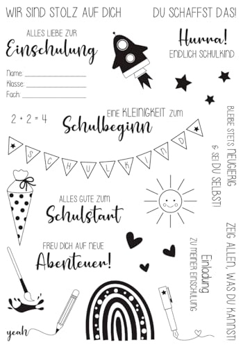 VBS Silikonstempel Schulanfang Set 23-teilig, Grußkarten, Scrapbooking, Geschenkverpackungen, Schachteln gestalten, Kombinierbar mit weiteren Stempeln von VBS