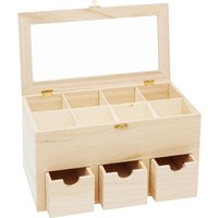 VBS Teebox mit 3 Schüben und Sichtfenster von Beige