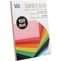 VBS Tonpapier-Block "Farbig sortiert", 100 Blatt von Multi