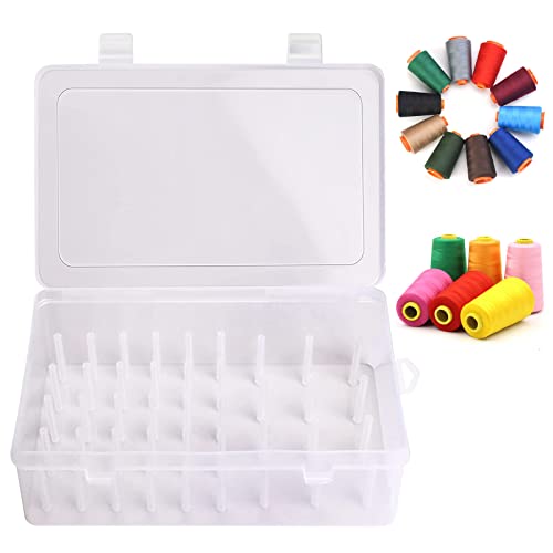 VCCAHIJK Leer Aufbewahrungsbox Für Spulen Nähgarn Box Stickgarn Organizer Box Stickgarn Aufbewahrung Box Praktische Nähgarnhalter mit 42 Garnrollen für Aufbewahrung Stickgarn Bastelarbeiten Nähfaden von VCCAHIJK