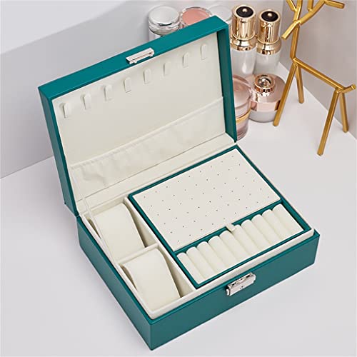 Leder-Schmuckschatulle mit hoher Kapazität und Kissen, Reise-Schmuck-Organizer, Halskette, Ohrringe, Ring-Aufbewahrungsbox für Frauen, Geschenke (Farbe: einfarbig, Größe: wie abgebildet) (Grau wie von VCGIIEEWGHJDEW