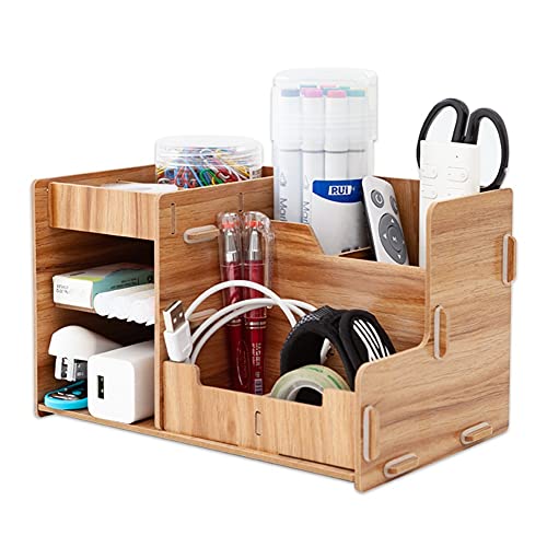 Schreibtisch-Organizer aus Holz, multifunktionaler Aktenordner, Schreibtisch-Aufbewahrungsbox, Stiftehalter, Bürozubehör (Farbe: A Braun) (A Braun) von VCGIIEEWGHJDEW