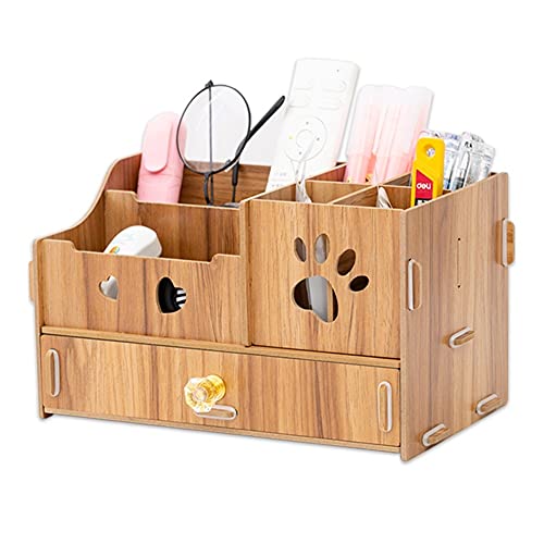 Schreibtisch-Organizer aus Holz, multifunktionaler Aktenordner, Schreibtisch-Aufbewahrungsbox, Stiftehalter, Bürozubehör (Farbe: A Braun) (B Braun) von VCGIIEEWGHJDEW