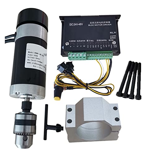 CNC-Spindelmotor-Kit, 48 V 500W Bohrmack bürstloser Spindelmotor+5 7mm Klemme mit Schrauben+ 48 -V -bürstenloser Motorfahrer+ 4 8VDC 10.5a Energieversorgung für DIY-Gravur, CNC-Gravur, CNC-Bohren(Pack von VCHICS