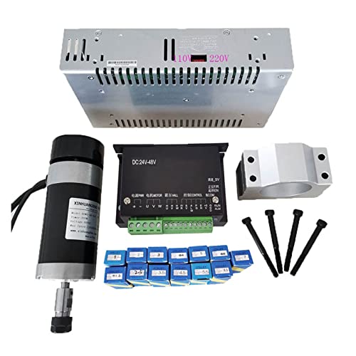 CNC-Spindelmotor-Kit, 48V 50. 0W ER11. Bürstenlose Spindel + 5 7MM Klemme mit Schrauben + 48V bürstenloser Motortreiber + 4 8VDC 10.5A. Energieversorgung für DIY-Gravur, CNC-Gravur, CNC-Bohren(Package von VCHICS