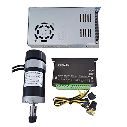 CNC-Spindelmotor-Kit, 48V 50. 0W ER11. Bürstenlose Spindel + 5 7MM Klemme mit Schrauben + 48V bürstenloser Motortreiber + 4 8VDC 10.5A. Energieversorgung für DIY-Gravur, CNC-Gravur, CNC-Bohren(Package von VCHICS