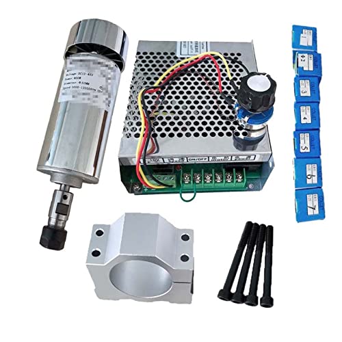 CNC-Spindelmotor-Kit, Luft gekühlt 0,4 kW. CNC spindleMotor Kit ER11 Spannfutter 400W Spindle Motor / Stromversorgung Drehzahlregler for das Gravieren für DIY-Gravur, CNC-Gravur, CNC-Bohren(Package 5) von VCHICS