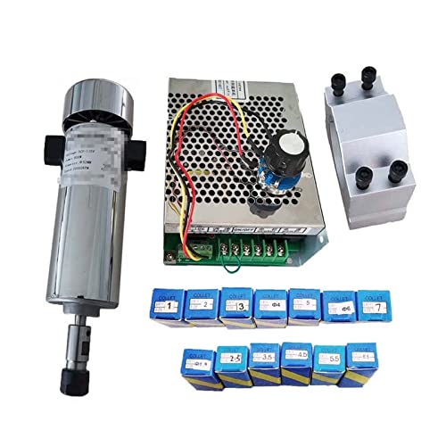 CNC-Spindelmotor-Kit, Luftgekühlte 0,8 kW. DC110V 20000RPM CNC. Spindlemotor-Kit. ER11 / Chuck 800W Spindelmotor/Netzteil Government Gouverneur for Gravieren für DIY-Gravur, CNC-Gravur, CNC-Bohren(P von VCHICS