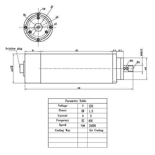 VCHICS CNC-Spindelmotor-Kit, 1 5KW 2.2KW 220. Luftgekühlter Spindelmotor mit 4 Lagern ER11 ER20. Spannzange for CNC Routerstecher Frequenzumrichter für DIY-Gravur, CNC-Gravur, CNC-Bohren(1.5KW) von VCHICS