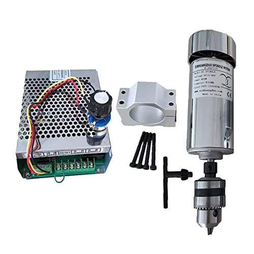 VCHICS CNC-Spindelmotor-Kit, Luftgekühlte 0,4 kW CNC Bohrfutter spindleMotor Kit 400W Spindle Motor/Stromversorgung Drehzahlregler for das Gravieren für DIY-Gravur, CNC-Gravur, CNC-Bohren(Package 5) von VCHICS