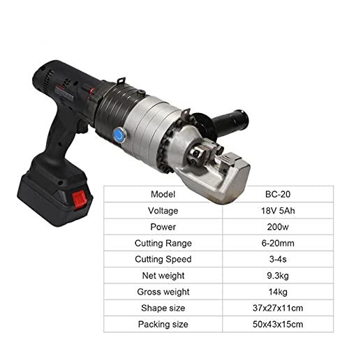 VCHICS Elektrischer Bewehrungsstahlschneider, 4-20mm elektrische hydraulische Rebarschneider Stahlstabmaschine Schnurloser Handheld verwendet auf Baustellen, in Werkstätten von VCHICS