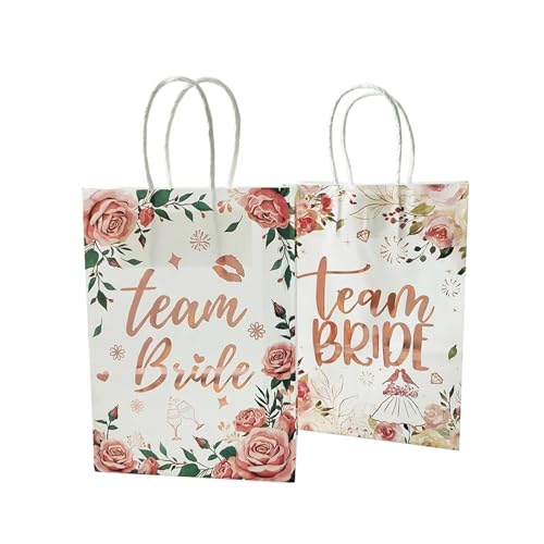 Klein PapiertüTen Mit Henkel 4 Stück Geschenktüten in Roségold for Team Braut, Team Braut Beutel, Papiertüten, Verpackung in Roségold, Hochzeit, Team Braut, Party-Dekoration, Zubehör FüR Hochzeitsfeie von VCSZYAFX