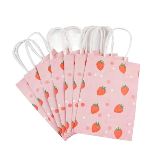 Klein PapiertüTen Mit Henkel 6 stücke Rosa Erdbeere Muster Einkaufstasche Mädchen Party Papier Geschenk Verpackung Tasche Erdbeere Geburtstag Party Supplies Kids Favors Tasche FüR Hochzeitsfeier, Eink von VCSZYAFX