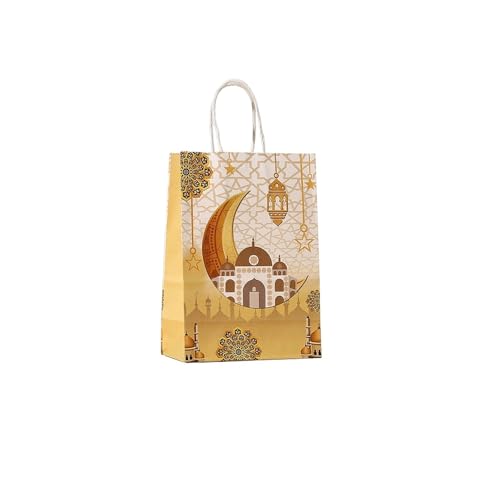 VCSZYAFX Klein PapiertüTen Mit Henkel 5Pcs Party Favor Taschen Ramadan Geschenk Taschen Sterne Mond Druck Leckereien Taschen Dekoration FüR Hochzeitsfeier, EinkaufstüTen(Color-A) von VCSZYAFX