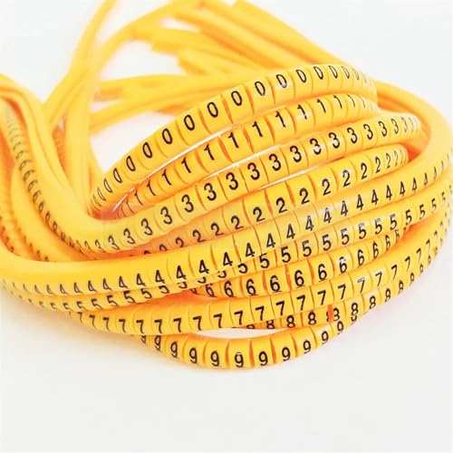 Kabel Draht Marker， Drahtetikett EC-0 EC-1 500 Stück Markierungsnummerndraht 0 bis 9 Farbige 2,5 qmm Isolierung PVC-Kabeletikett Drahtmarkierungsetiketten(Ec 2 1000pcs Yellow) von VDCVADKYE