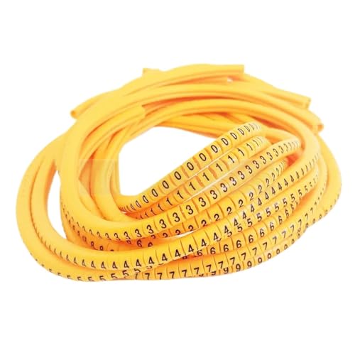 Kabel Draht Marker， Etikett mit Drahtmarkierung, Nummer 0 bis 9, Kabelgröße 1,5 qmm, gemischte farbige PVC-Kabelmarkierungen, Isolationsmarkierung EC-0, 1000 Stück(Ec 0 1000pcs Yellow) von VDCVADKYE