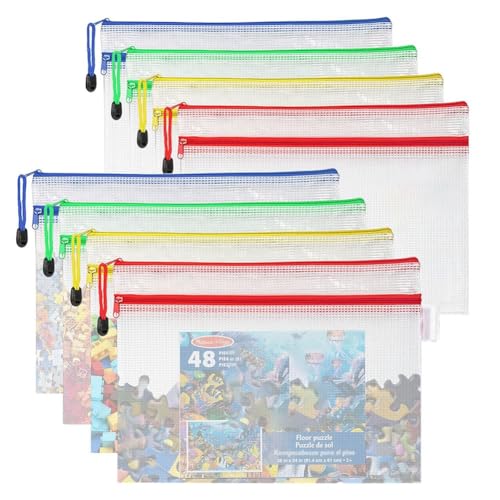 Mesh Dokumententasche, Zipper File Wallet, 10-teiliges Set mit doppellagigen Reißverschlusstaschen aus Netzstoff, Aufbewahrungstaschen for Spielzeug, Set mit Puzzle- und Bausteinen, A4-Taschen mit Rei von VDCVADKYE