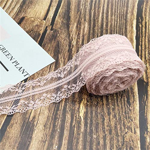 Spitzenborte,Spitzenband 10 Meter 14 Farben Weiß Schwarz Spitzenband 4cm breit Bestickter Spitzenstoff for DIY Handwerk Mesh Nähdekor(Flesh Pink) von VDCVADKYE