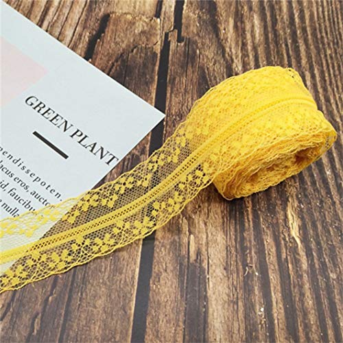 Spitzenborte,Spitzenband 10 Meter 14 Farben Weiß Schwarz Spitzenband 4cm breit Bestickter Spitzenstoff for DIY Handwerk Mesh Nähdekor(Golden Yellow) von VDCVADKYE