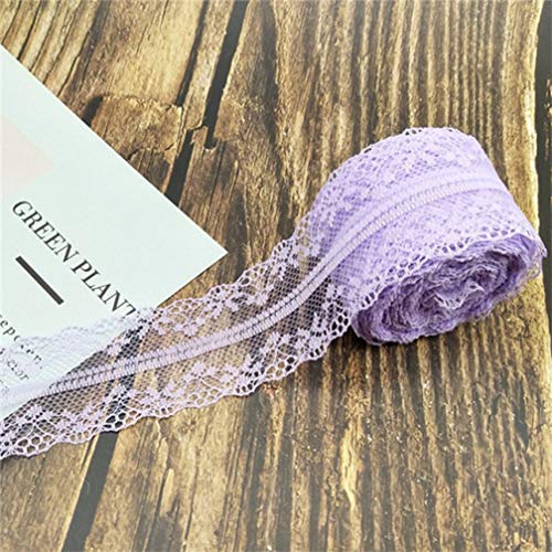 Spitzenborte,Spitzenband 10 Meter 14 Farben Weiß Schwarz Spitzenband 4cm breit Bestickter Spitzenstoff for DIY Handwerk Mesh Nähdekor(Light Purple) von VDCVADKYE