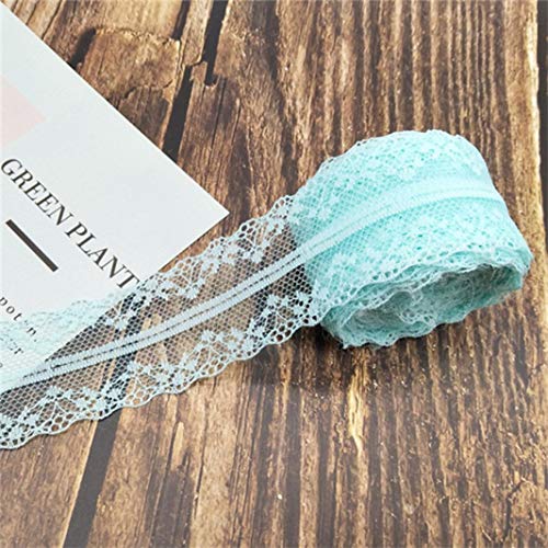 Spitzenborte,Spitzenband 10 Meter 14 Farben Weiß Schwarz Spitzenband 4cm breit Bestickter Spitzenstoff for DIY Handwerk Mesh Nähdekor(Mint Green) von VDCVADKYE