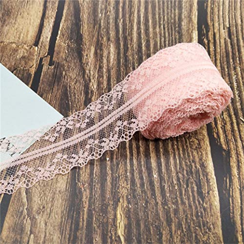 Spitzenborte,Spitzenband 10 Meter 14 Farben Weiß Schwarz Spitzenband 4cm breit Bestickter Spitzenstoff for DIY Handwerk Mesh Nähdekor(Peach) von VDCVADKYE