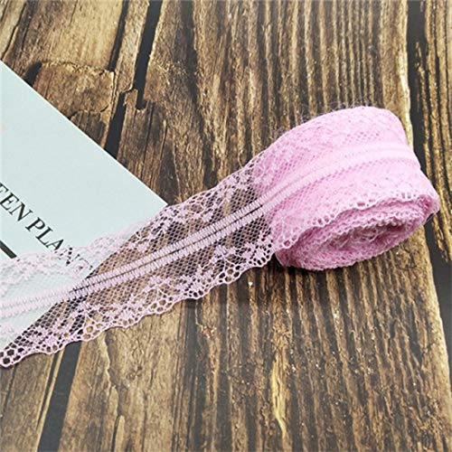 Spitzenborte,Spitzenband 10 Meter 14 Farben Weiß Schwarz Spitzenband 4cm breit Bestickter Spitzenstoff for DIY Handwerk Mesh Nähdekor(Pink) von VDCVADKYE