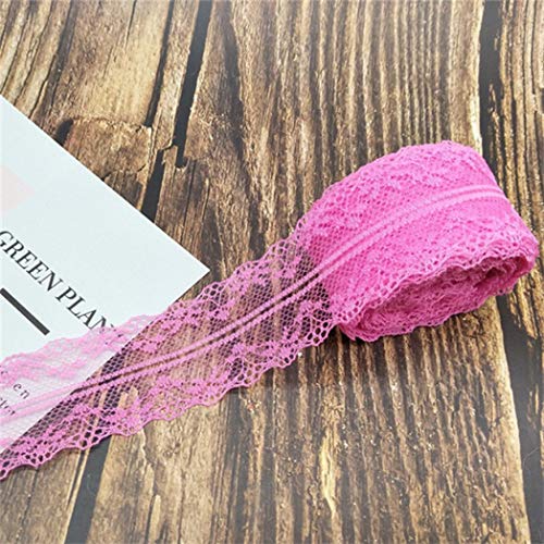 Spitzenborte,Spitzenband 10 Meter 14 Farben Weiß Schwarz Spitzenband 4cm breit Bestickter Spitzenstoff for DIY Handwerk Mesh Nähdekor(Rose Red) von VDCVADKYE