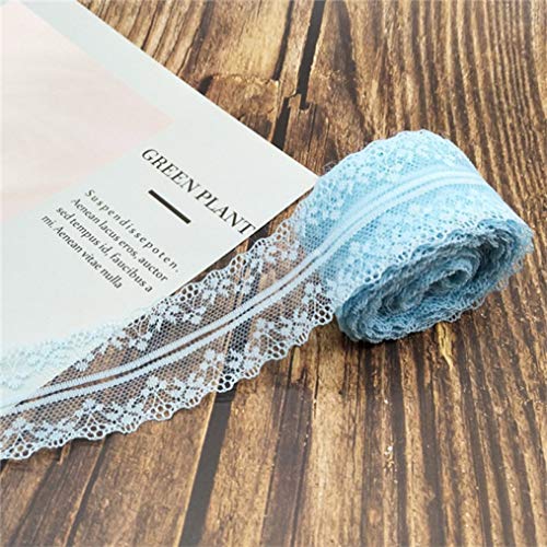 Spitzenborte,Spitzenband 10 Meter 14 Farben Weiß Schwarz Spitzenband 4cm breit Bestickter Spitzenstoff for DIY Handwerk Mesh Nähdekor(Sky Blue) von VDCVADKYE