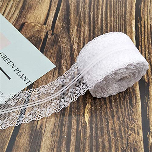 Spitzenborte,Spitzenband 10 Meter 14 Farben Weiß Schwarz Spitzenband 4cm breit Bestickter Spitzenstoff for DIY Handwerk Mesh Nähdekor(White) von VDCVADKYE