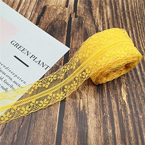 Spitzenborte,Spitzenband 10 Meter 14 Farben Weiß Schwarz Spitzenband 4cm breit Bestickter Spitzenstoff for DIY Handwerk Mesh Nähdekor(Yellow) von VDCVADKYE