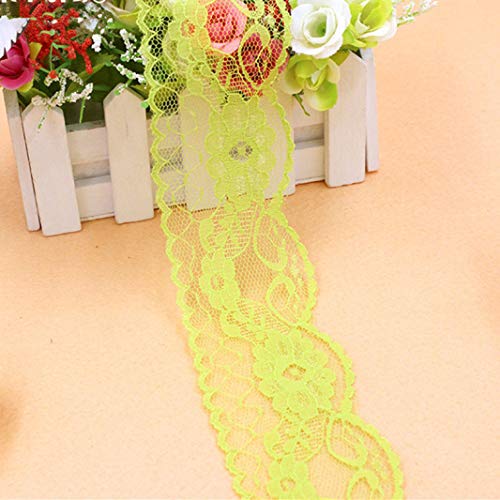 Spitzenborte,Spitzenband 10 Yards/lot 55mm Breite Polyester Bestickte Net Lace Ribbon Trim DIY Handgemachte Handwerk Hochzeit Party Dekoration(Fluorescent Green) von VDCVADKYE