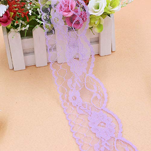 Spitzenborte,Spitzenband 10 Yards/lot 55mm Breite Polyester Bestickte Net Lace Ribbon Trim DIY Handgemachte Handwerk Hochzeit Party Dekoration(Light Purple) von VDCVADKYE