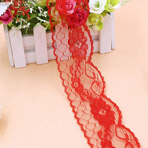 Spitzenborte,Spitzenband 10 Yards/lot 55mm Breite Polyester Bestickte Net Lace Ribbon Trim DIY Handgemachte Handwerk Hochzeit Party Dekoration(Red) von VDCVADKYE