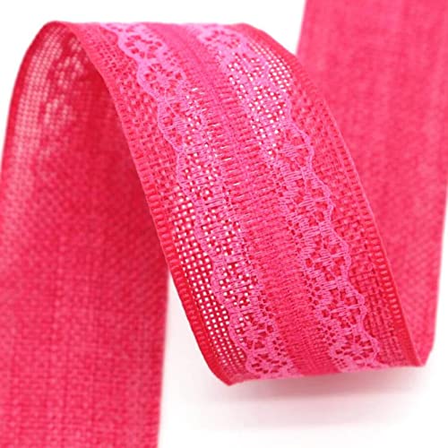 Spitzenborte,Spitzenband 40 mm Netz-Spitzenbesatz, Spitzenband in verschiedenen Farben, einseitige Spitze for Heimwerkerarbeiten, Geschenkverpackungen, Blumenstrauß-Dekoration.(Rose Red,10 Yards) von VDCVADKYE