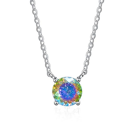 VDLLQYN, 1 Karat Moissanit Anhänger Halskette for Damen D Farbe VVS1 Rot/Blau/Rosa Diamant Halskette 925 Sterling Silber Halskette for Damen mit Zertifikat,Halsketten(Multicolour) von VDLLQYN