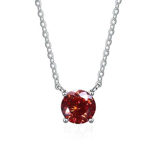 VDLLQYN, 1 Karat Moissanit Anhänger Halskette for Damen D Farbe VVS1 Rot/Blau/Rosa Diamant Halskette 925 Sterling Silber Halskette for Damen mit Zertifikat,Halsketten(Red) von VDLLQYN