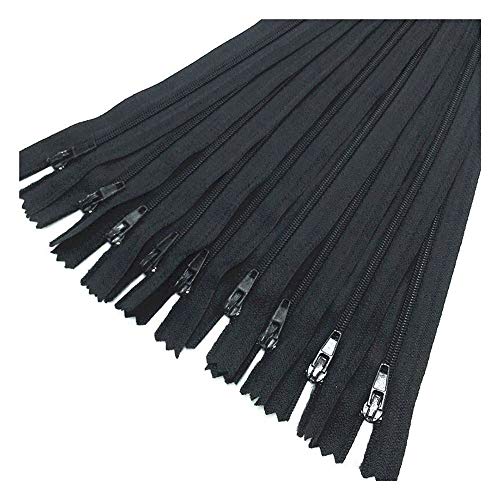 VDLLQYN, 10 Stück Reißverschlüsse, Schwarze Farbe 3# geschlossene Nylon-Spiralreißverschlüsse, DIY Schneiderhandwerk 15–60 cm ，Reißverschlüsse.(10inch 25cm) von VDLLQYN