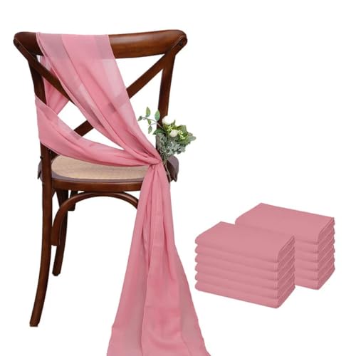 VDLLQYN, 12 Stück 17 x 275 cm rosa Chiffon-Stuhlschärpen, 12er-Set Stuhlschärpe, Hochzeitsstuhlhussen, Band, Hochzeit, Party, Gang, Stuhldekoration,Stuhl Riemen(Dark Pink) von VDLLQYN