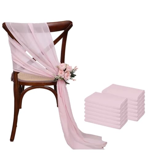 VDLLQYN, 12 Stück 17 x 275 cm rosa Chiffon-Stuhlschärpen, 12er-Set Stuhlschärpe, Hochzeitsstuhlhussen, Band, Hochzeit, Party, Gang, Stuhldekoration,Stuhl Riemen(Light Pink) von VDLLQYN