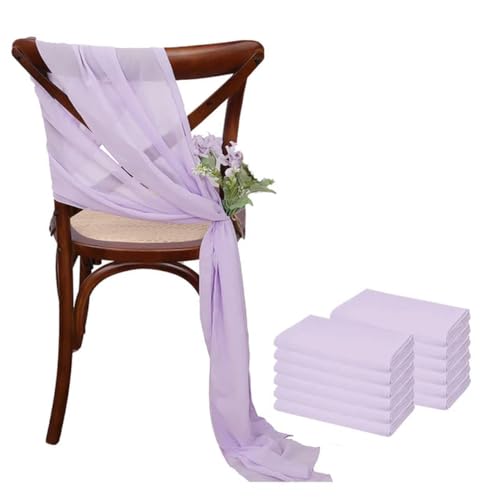 VDLLQYN, 12 Stück 17 x 275 cm rosa Chiffon-Stuhlschärpen, 12er-Set Stuhlschärpe, Hochzeitsstuhlhussen, Band, Hochzeit, Party, Gang, Stuhldekoration,Stuhl Riemen(Purple) von VDLLQYN