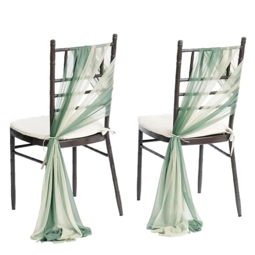 VDLLQYN, 24 Stück 17 x 275 cm grüne Chiffon-Stuhlschärpen, 12 Sets Hochzeits-Stuhlschärpen, Band, Hochzeit, Party, Gang, Stuhl-Dekoration,Stuhl Riemen(Green Set) von VDLLQYN