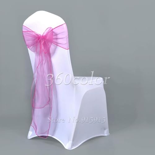 VDLLQYN, 25 Stück durchsichtige Organza-Stuhlschärpen, Schleife, Abdeckband, Brautparty, Stuhl-Design, Hochzeit, Party, Bankett, Dekoration,Stuhl Riemen(Fuchsia Pink) von VDLLQYN