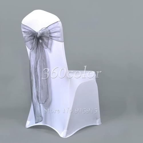 VDLLQYN, 25 Stück durchsichtige Organza-Stuhlschärpen, Schleife, Abdeckband, Brautparty, Stuhl-Design, Hochzeit, Party, Bankett, Dekoration,Stuhl Riemen(Gray) von VDLLQYN