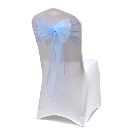 VDLLQYN, 25 Stück durchsichtige Organza-Stuhlschärpen, Schleife, Abdeckband, Brautparty, Stuhl-Design, Hochzeit, Party, Bankett, Dekoration,Stuhl Riemen(Light Blue) von VDLLQYN