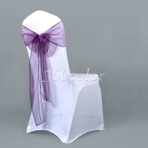 VDLLQYN, 25 Stück durchsichtige Organza-Stuhlschärpen, Schleife, Abdeckband, Brautparty, Stuhl-Design, Hochzeit, Party, Bankett, Dekoration,Stuhl Riemen(Purple) von VDLLQYN