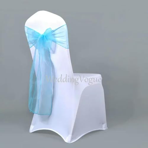 VDLLQYN, 25 Stück durchsichtige Organza-Stuhlschärpen, Schleife, Abdeckband, Brautparty, Stuhl-Design, Hochzeit, Party, Bankett, Dekoration,Stuhl Riemen(Turquoise) von VDLLQYN